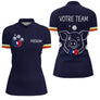 Polo Pétanque Personnalisé - Bleu Marine Cochonnet - Polo Zippé Femme