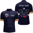 Polo Pétanque Personnalisé - Bleu Marine Cochonnet - Polo Zippé Homme