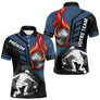 Polo Pétanque Personnalisé - Bleu & Noir Boules Flammes - Polo Homme