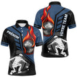 Polo Pétanque Personnalisé - Bleu & Noir Boules Flammes - Polo Homme