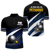 Polo Pétanque Personnalisé - Bleu & Noir Humoristique - Polo Zippé Homme