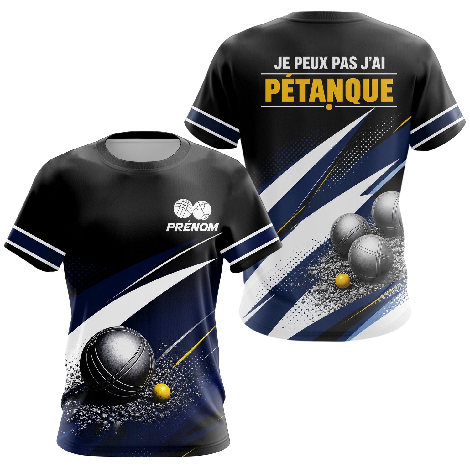 Polo Pétanque Personnalisé - Bleu & Noir Humoristique - T-Shirt Femme