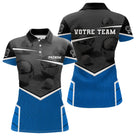 Polo Pétanque Personnalisé - Bleu & Noir Votre Team - Polo Femme