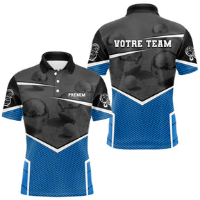 Polo Pétanque Personnalisé - Bleu & Noir Votre Team - Polo Homme