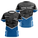 Polo Pétanque Personnalisé - Bleu & Noir Votre Team - T-Shirt Femme