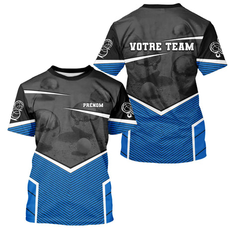 Polo Pétanque Personnalisé - Bleu & Noir Votre Team - T-Shirt Homme