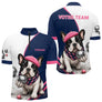 Polo Pétanque Personnalisé - Bouledogue Bleu & Rose - Polo Zippé Homme