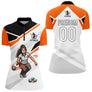 Polo Pétanque Personnalisé - Boules Joueur Orange & Noir - Polo Zippé Femme