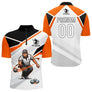 Polo Pétanque Personnalisé - Boules Joueur Orange & Noir - Polo Zippé Homme