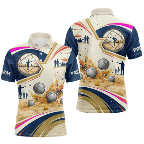 Polo Pétanque Personnalisé - Bouliste Bleu Sable - Polo Homme