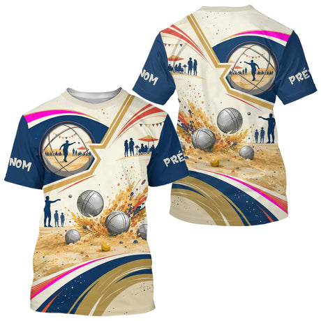 Polo Pétanque Personnalisé - Bouliste Bleu Sable - T-Shirt Homme