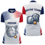 Polo Pétanque Personnalisé - Cochonnet Bleu Blanc Rouge - Polo Zippé Femme