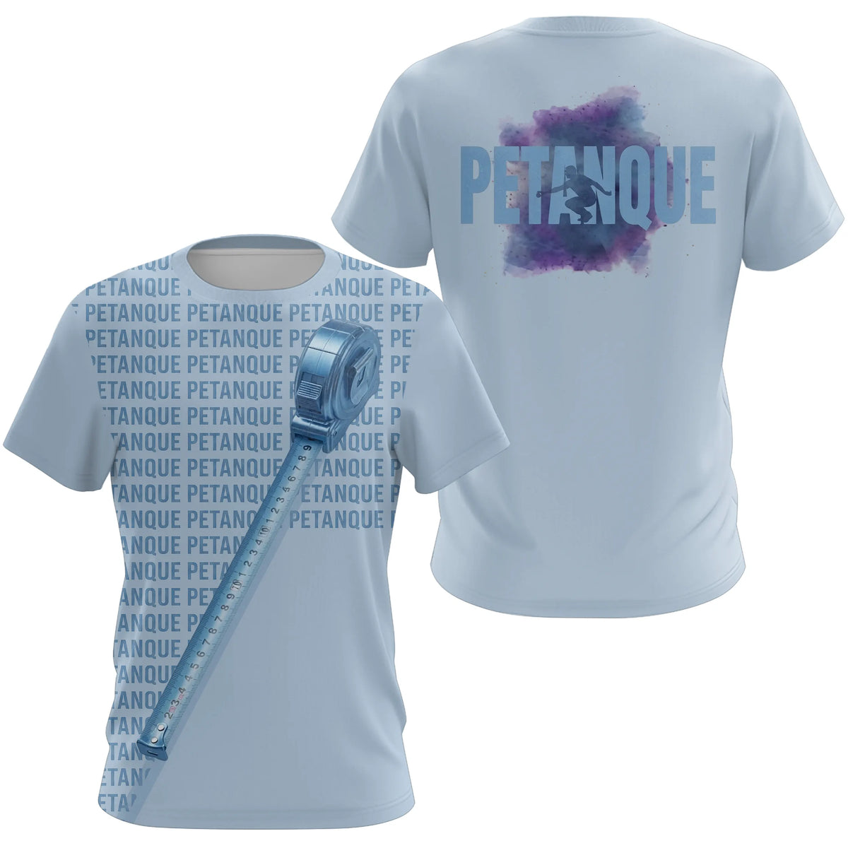 Polo Pétanque Personnalisé - Design Bleu Tendance Mètre - T-Shirt Femme