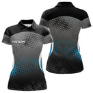 Polo Pétanque Personnalisé - Design Géométrique Bleu & Noir - Polo Femme