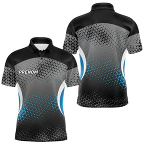 Polo Pétanque Personnalisé - Design Géométrique Bleu & Noir - Polo Homme