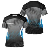Polo Pétanque Personnalisé - Design Géométrique Bleu & Noir - T-Shirt Homme