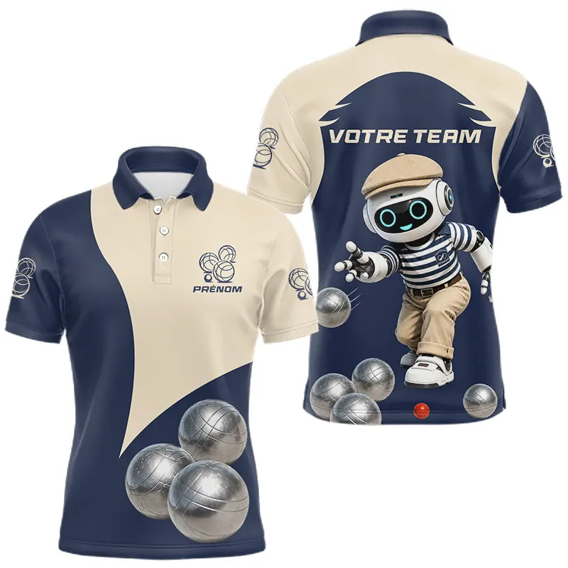 Polo Pétanque Personnalisé - Design Robot Boules - Polo Homme