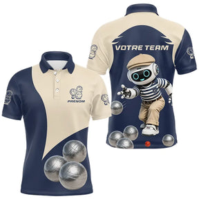 Polo Pétanque Personnalisé - Design Robot Boules - Polo Homme