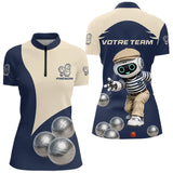 Polo Pétanque Personnalisé - Design Robot Boules - Polo Zippé Femme