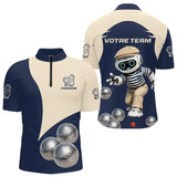 Polo Pétanque Personnalisé - Design Robot Boules - Polo Zippé Homme