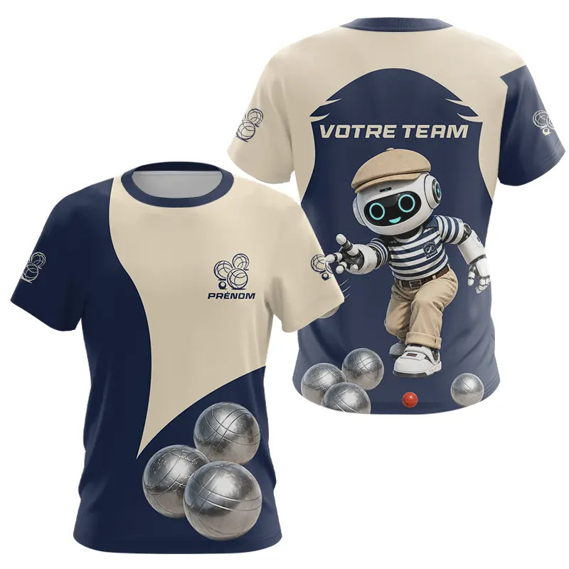 Polo Pétanque Personnalisé - Design Robot Boules - T-Shirt Femme