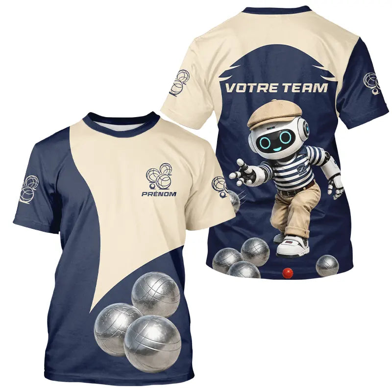 Polo Pétanque Personnalisé - Design Robot Boules - T-Shirt Homme