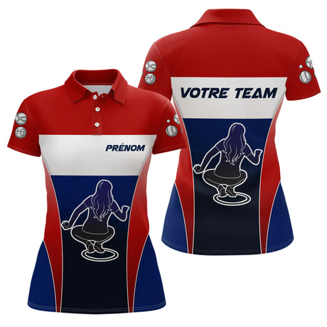 Polo Pétanque Personnalisé - Drapeau Français & Nom d'Équipe - Polo Femme
