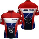 Polo Pétanque Personnalisé - Drapeau Français & Nom d'Équipe - Polo Zippé Homme