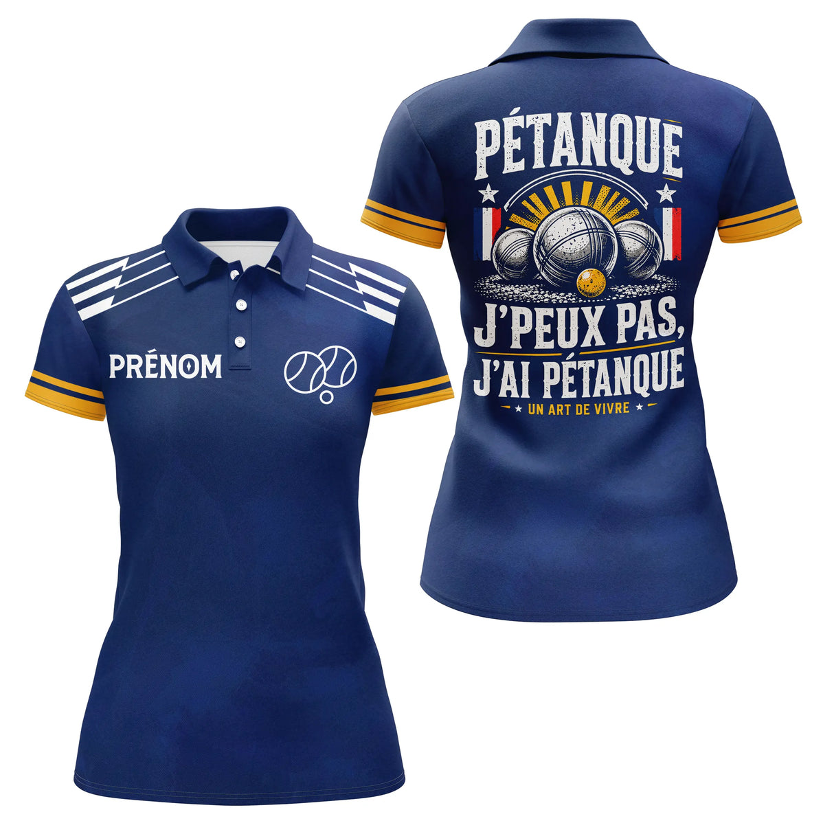 Polo Pétanque Personnalisé - J'peux Pas Bleu Marine - Polo Femme