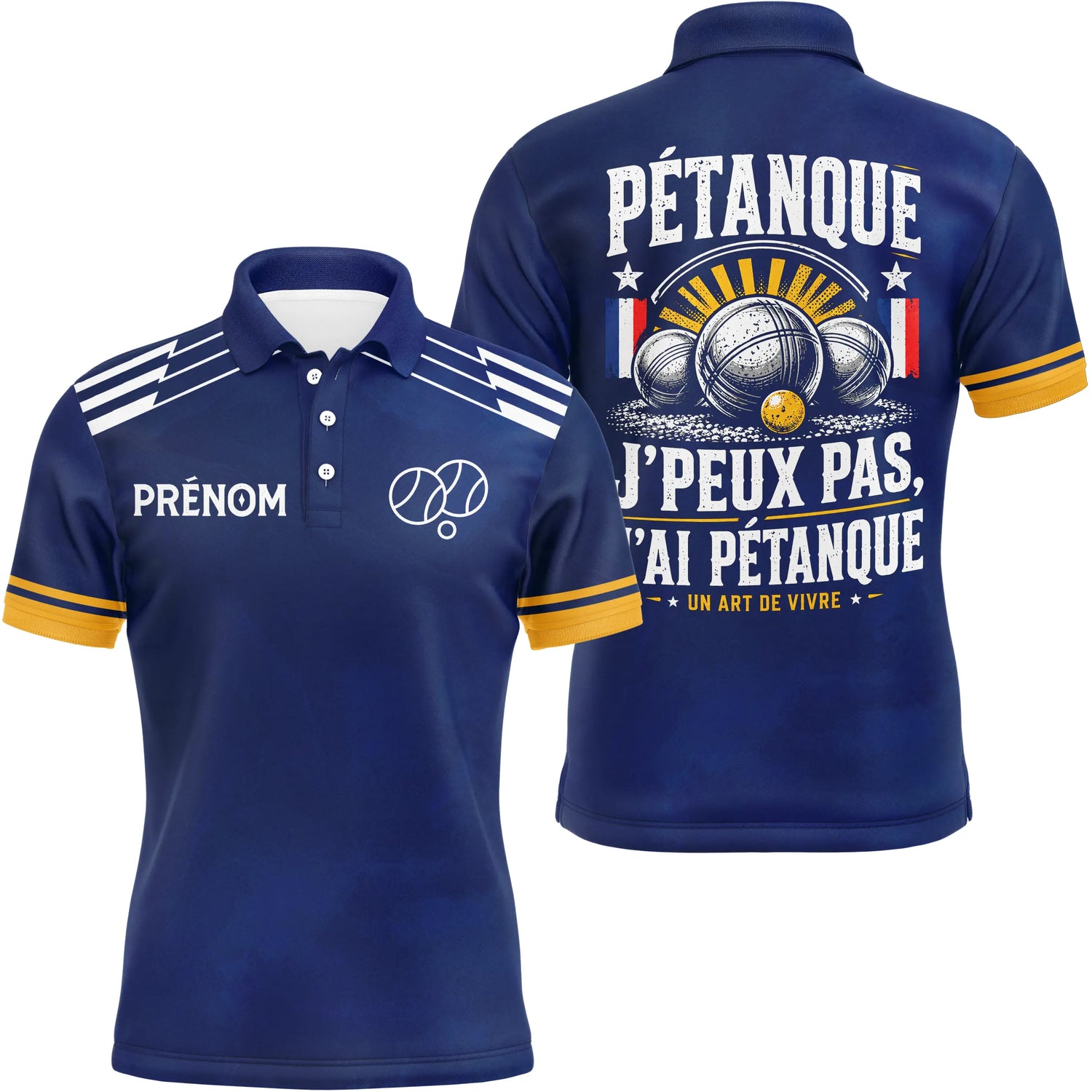 Polo Pétanque Personnalisé - J'peux Pas Bleu Marine - Polo Homme