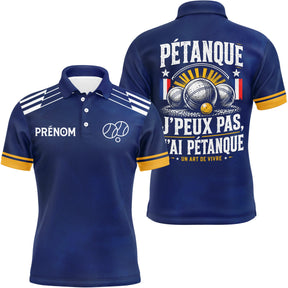 Polo Pétanque Personnalisé - J'peux Pas Bleu Marine - Polo Homme