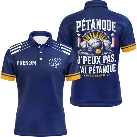 Polo Pétanque Personnalisé - J'peux Pas Bleu Marine - Polo Homme