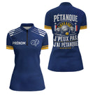 Polo Pétanque Personnalisé - J'peux Pas Bleu Marine - Polo Zippé Femme