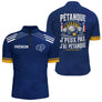 Polo Pétanque Personnalisé - J'peux Pas Bleu Marine - Polo Zippé Homme