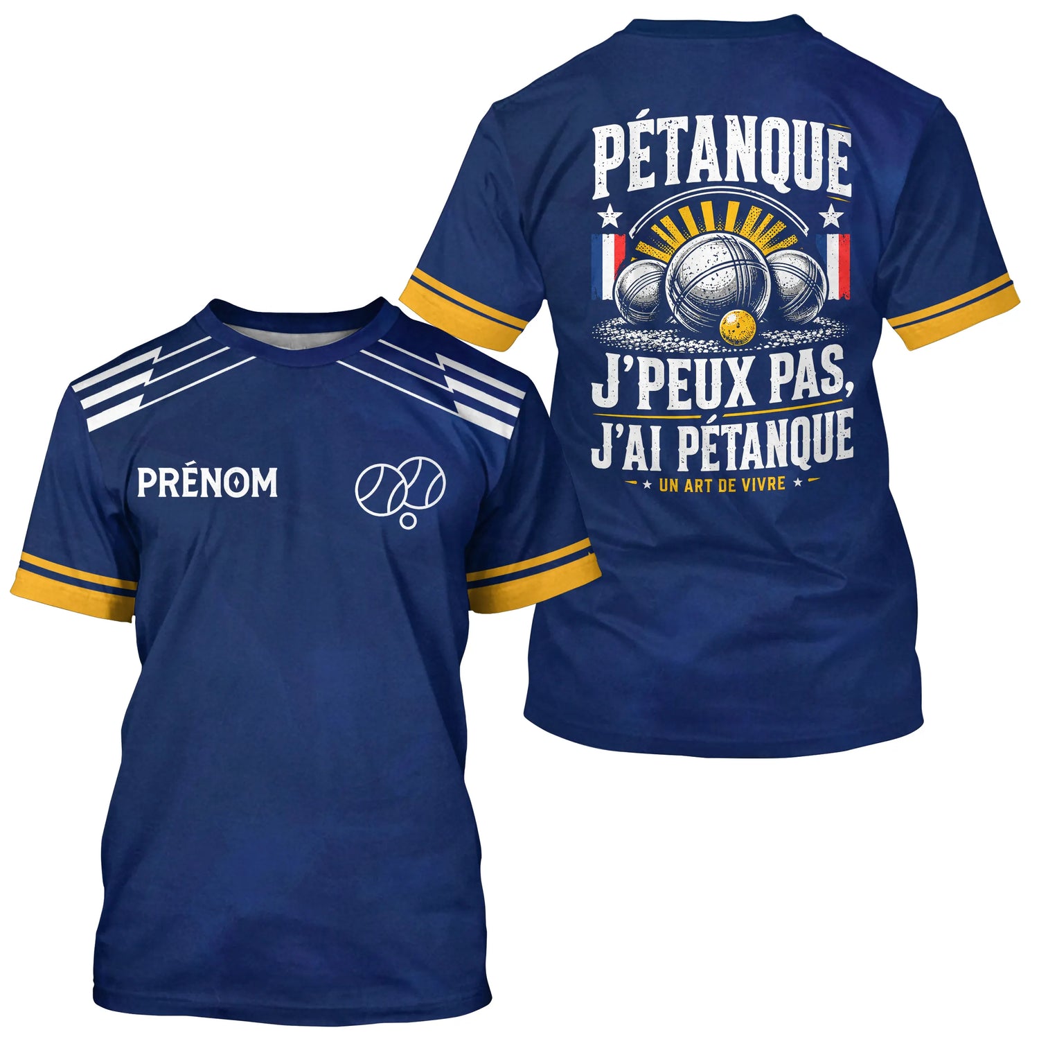 Polo Pétanque Personnalisé - J'peux Pas Bleu Marine - T-Shirt Homme