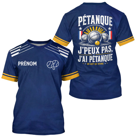 Polo Pétanque Personnalisé - J'peux Pas Bleu Marine - T-Shirt Homme