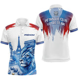 Polo Pétanque Personnalisé - Lion Paris Drapeau Français - Polo Homme