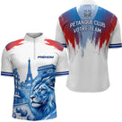 Polo Pétanque Personnalisé - Lion Paris Drapeau Français - Polo Zippé Homme