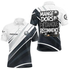 Polo Pétanque Personnalisé - Mange Dors Blanc et Gris - Polo Homme