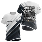 Polo Pétanque Personnalisé - Mange Dors Blanc et Gris - T-Shirt Femme