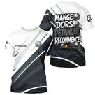 Polo Pétanque Personnalisé - Mange Dors Blanc et Gris - T-Shirt Homme