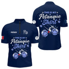 Polo Pétanque Personnalisé - Marine Cadeau Bouliste - Polo Zippé Homme