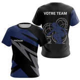 Polo Pétanque Personnalisé - Noir & Bleu Marine Prénom - T-Shirt Femme