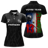 Polo Pétanque Personnalisé - Noir Drapeau Français N°13 - Polo Femme