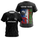 Polo Pétanque Personnalisé - Noir Drapeau Français N°13 - T-Shirt Femme