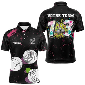 Polo Pétanque Personnalisé - Noir Graffiti N°13 - Polo Homme
