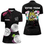 Polo Pétanque Personnalisé - Noir Graffiti N°13 - Polo Zippé Femme