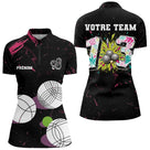 Polo Pétanque Personnalisé - Noir Graffiti N°13 - Polo Zippé Femme