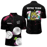 Polo Pétanque Personnalisé - Noir Graffiti N°13 - Polo Zippé Homme