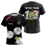 Polo Pétanque Personnalisé - Noir Graffiti N°13 - T-Shirt Femme